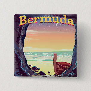 Bermuda Pirate Cave travel poster Button