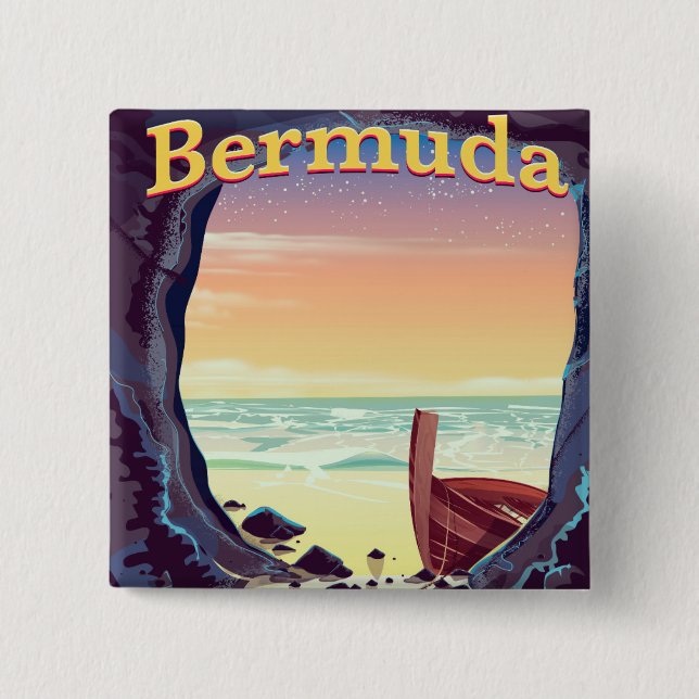 Bermuda Pirate Cave travel poster Button (Front)