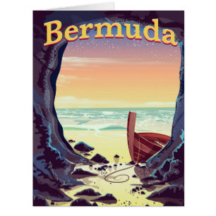 Bermuda Pirate Cave travel poster Cards