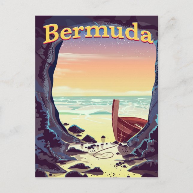 Bermuda Pirate Cave travel poster Postcard (Front)