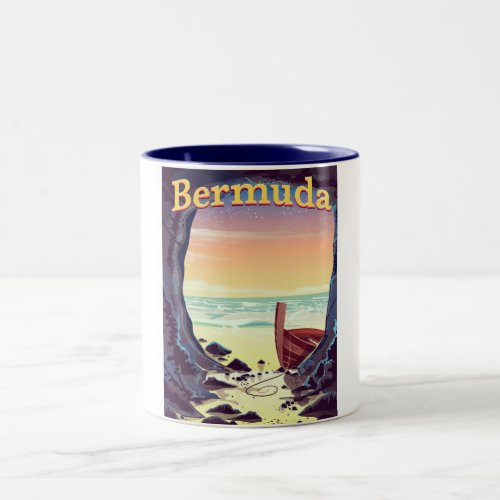 Bermuda Pirate Cave travel poster Two_Tone Coffee Mug