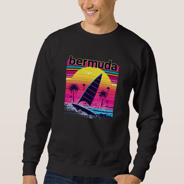 Bermuda Retro 80s Style Souvenir Beach Sweatshirt (Front)