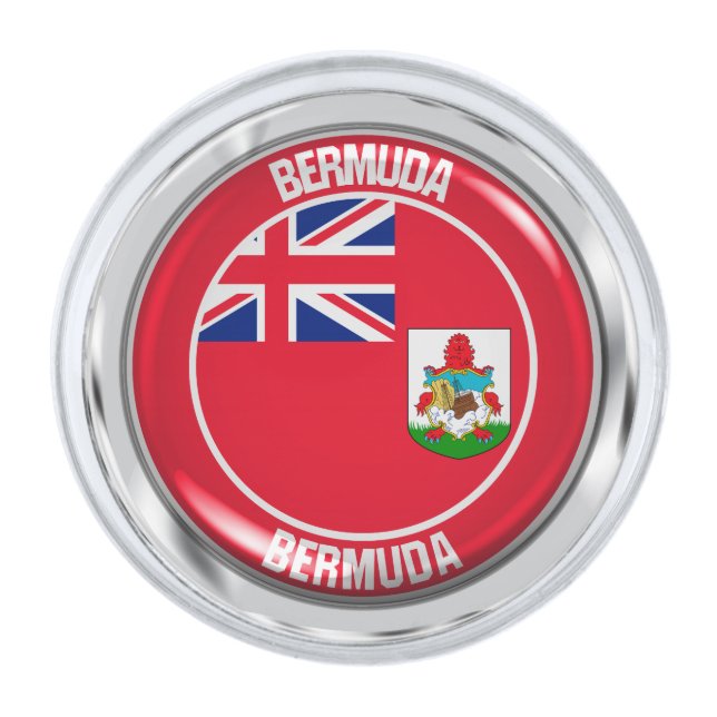 Bermuda Round Emblem Silver Finish Lapel Pin (Front)