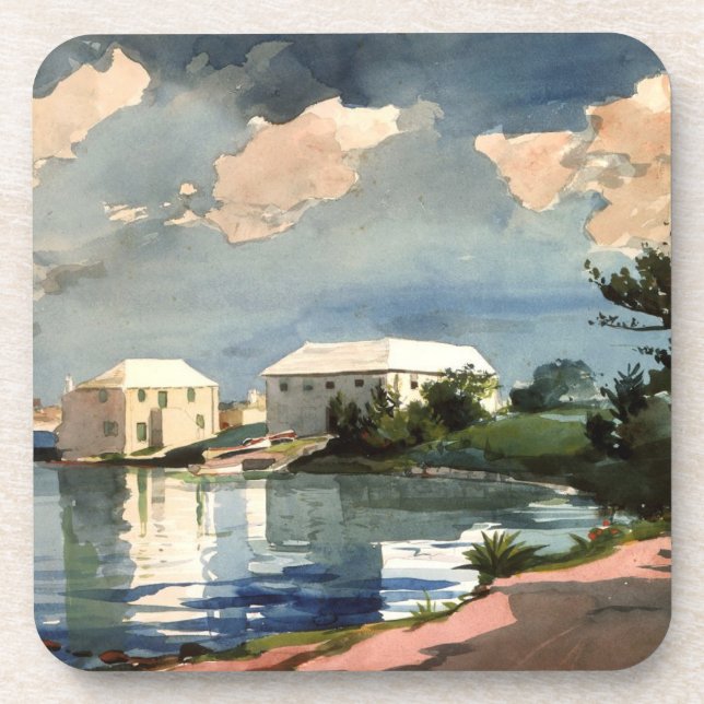 Bermuda, Salt Kettle artwork Drink Coaster (Front)