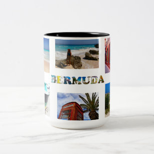 Bermuda Vacation 6 Photos Collage Create Your Own Two-Tone Coffee Mug