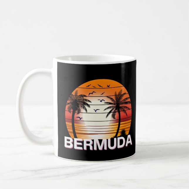 Bermuda Vintage Palm Trees Summer Beach Coffee Mug (Left)