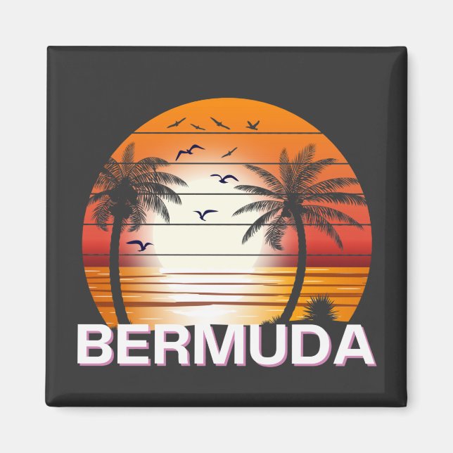 Bermuda Vintage Palm Trees Summer Beach Magnet (Front)