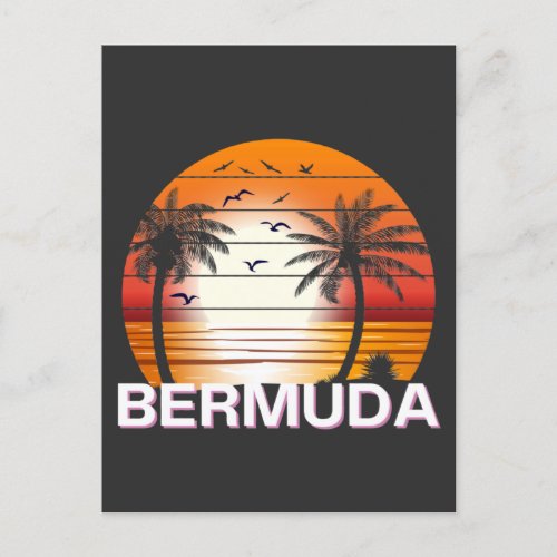 Bermuda Vintage Palm Trees Summer Beach Postcard
