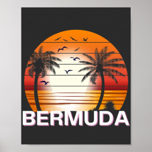 Bermuda Vintage Palm Trees Summer Beach Poster