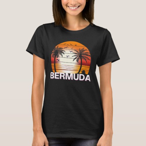 Bermuda Vintage Palm Trees Summer Beach T_Shirt