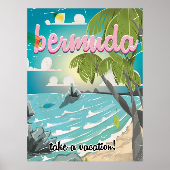 Bermuda vintage travel poster cartoon (Front)