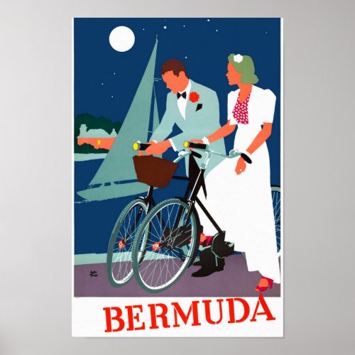 Bermuda Vintage Travel Poster Restored