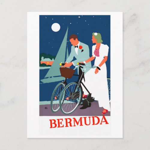 Bermuda Vintage Travel Poster Restored Postcard