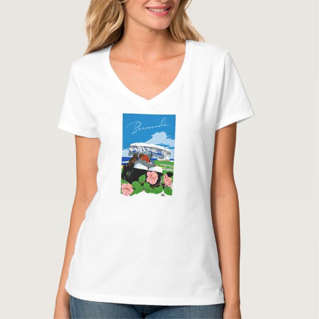 Bermuda Vintage Travel Poster Restored T-Shirt (Front)