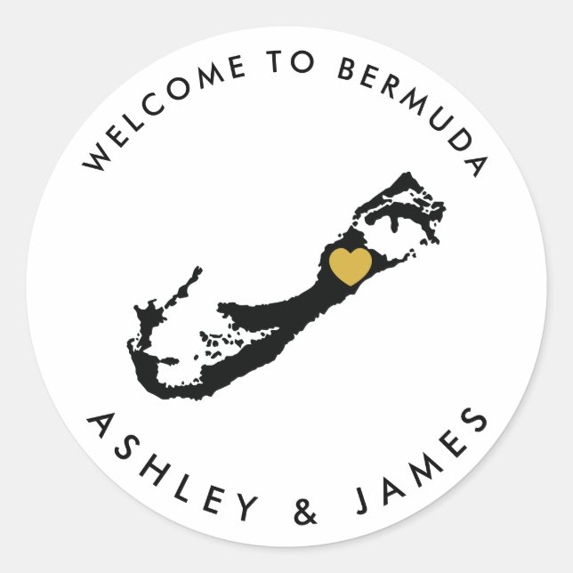 Bermuda Wedding Welcome Sticker for Box, Bag (Front)