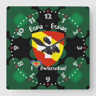 Bern Berne Berna Schweiz Suisse Svizra Uhr Square Wall Clock