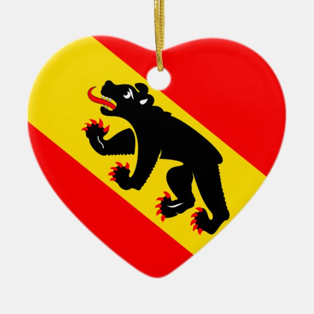 Bern Flag Heart Ceramic Ornament (Front)
