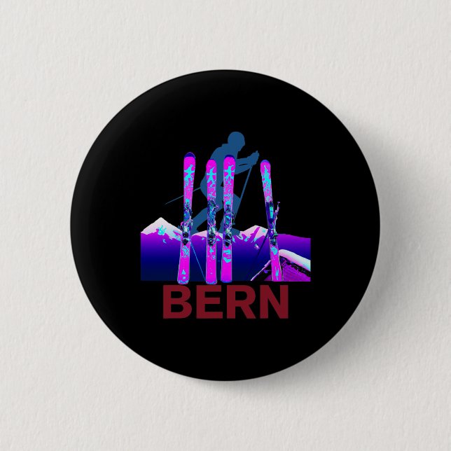 Bern Skiing And Snowboarding Retro 90s Bern Ski  Button (Front)