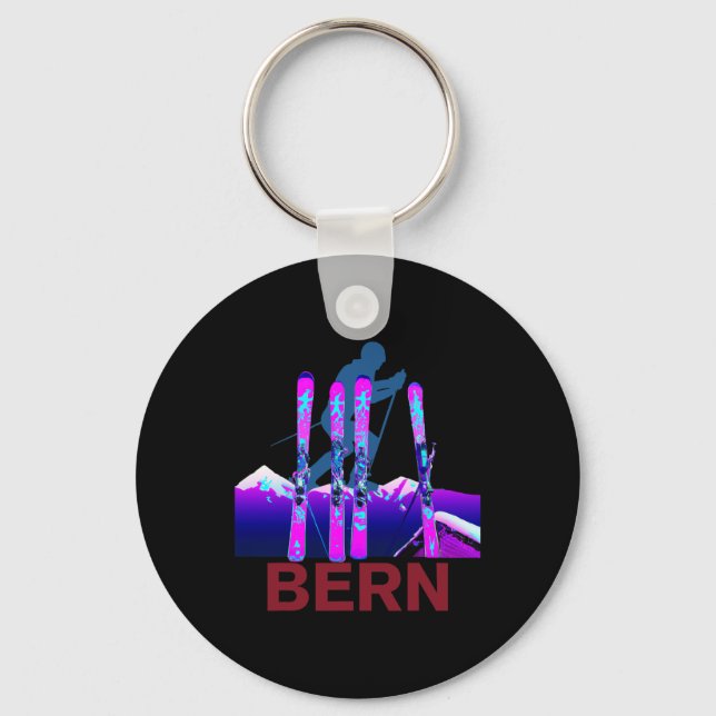 Bern Skiing And Snowboarding Retro 90s Bern Ski  Keychain (Front)