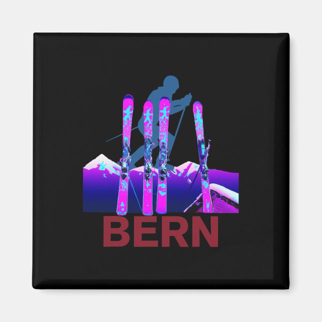 Bern Skiing And Snowboarding Retro 90s Bern Ski  Magnet (Front)