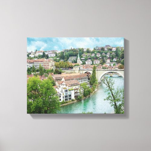 Bern Switzerland Aare River Photo Canvas Print