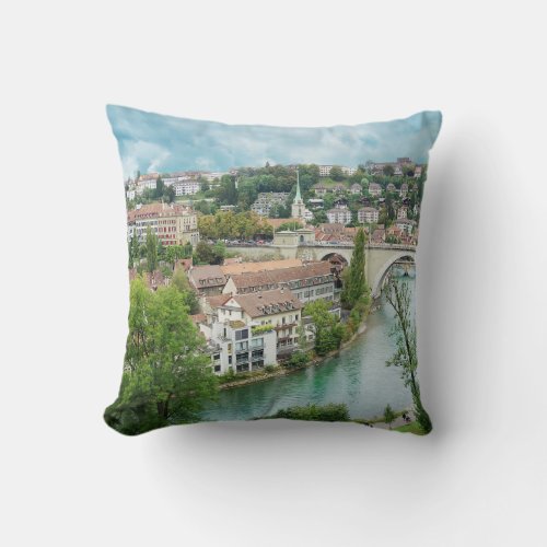 Bern Switzerland Aare River Photo Throw Pillow