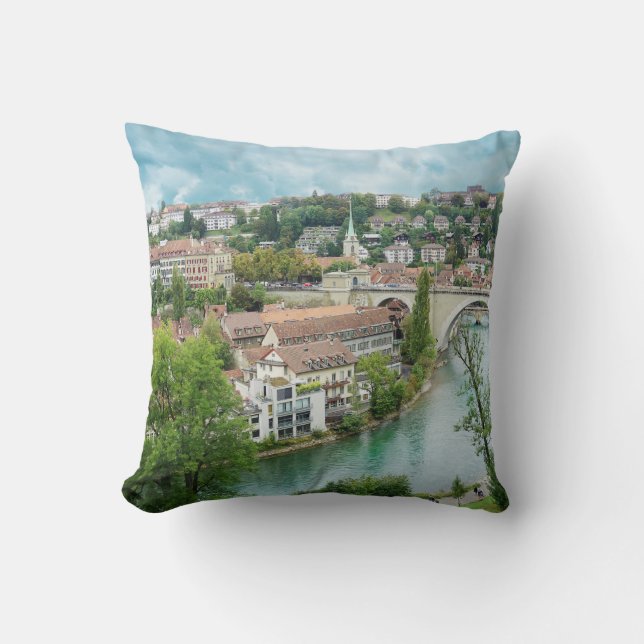 Bern Switzerland Aare River Photo Throw Pillow (Front)