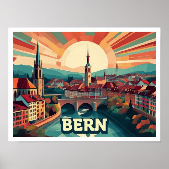 Bern Switzerland artistic colorful Poster (Front)