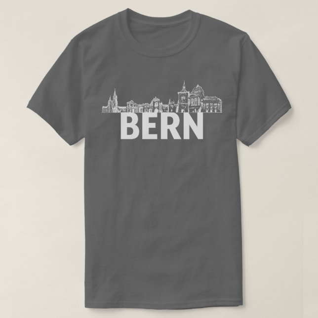 Bern Switzerland City Skyline Silhouette Outline S T-Shirt (Design Front)