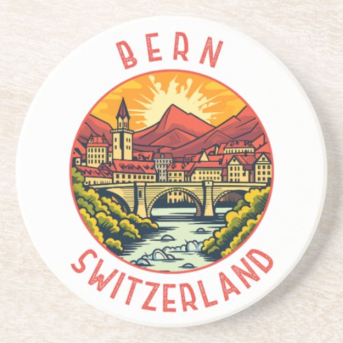 Bern Switzerland Retro Distressed Circle Coaster