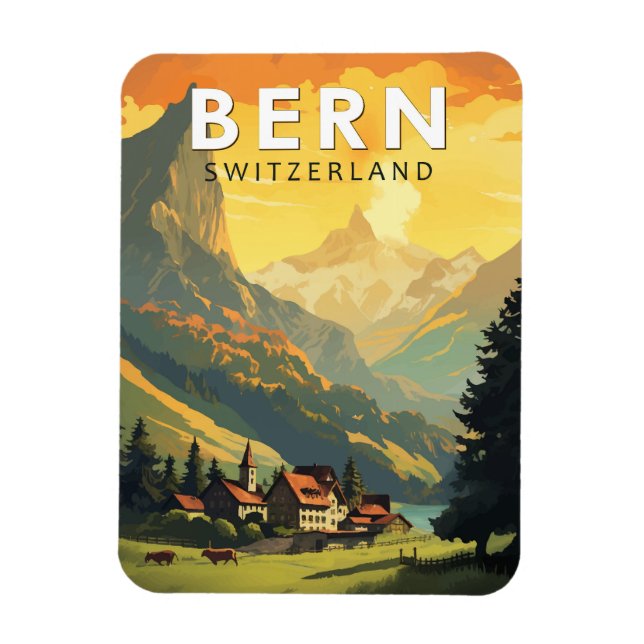 Bern Switzerland Travel Art Vintage Magnet (Vertical)