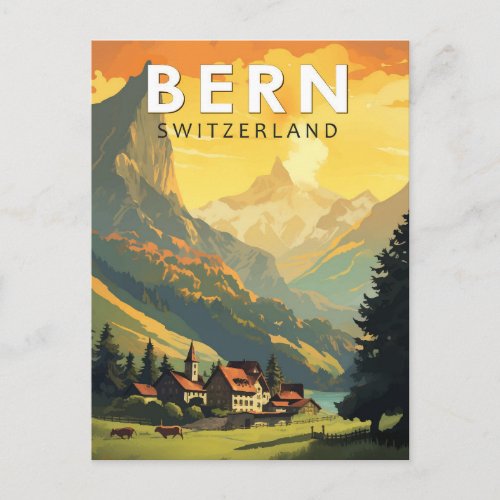 Bern Switzerland Travel Art Vintage Postcard