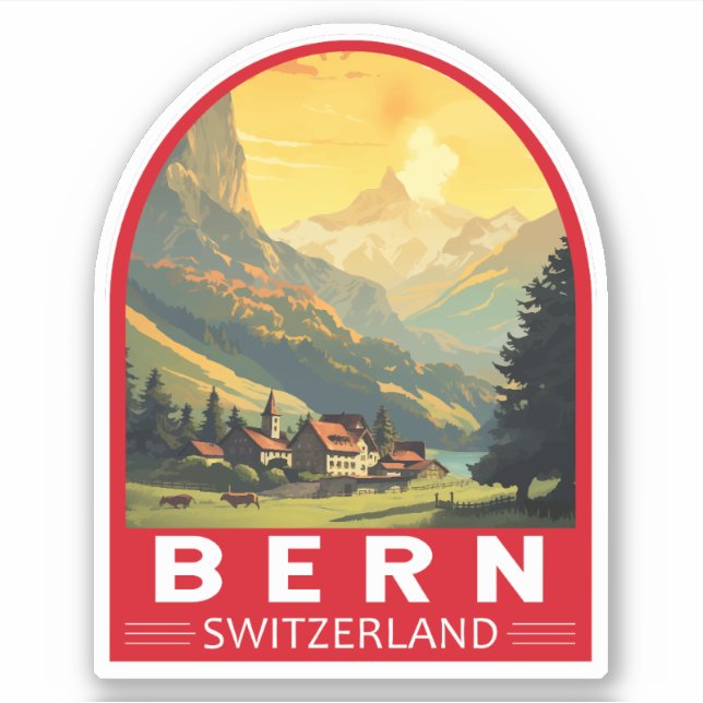 Bern Switzerland Travel Art Vintage Sticker (Front)