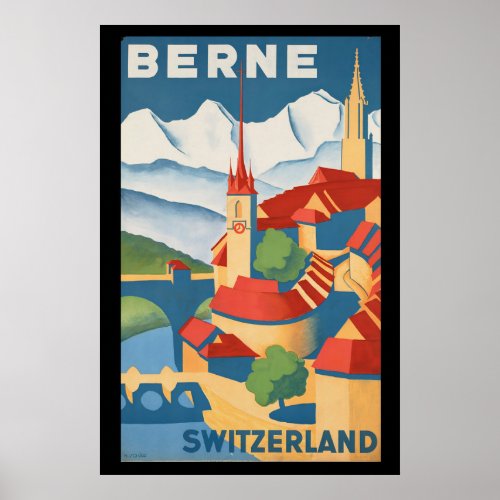 Bern Switzerland Vintage Travel Poster