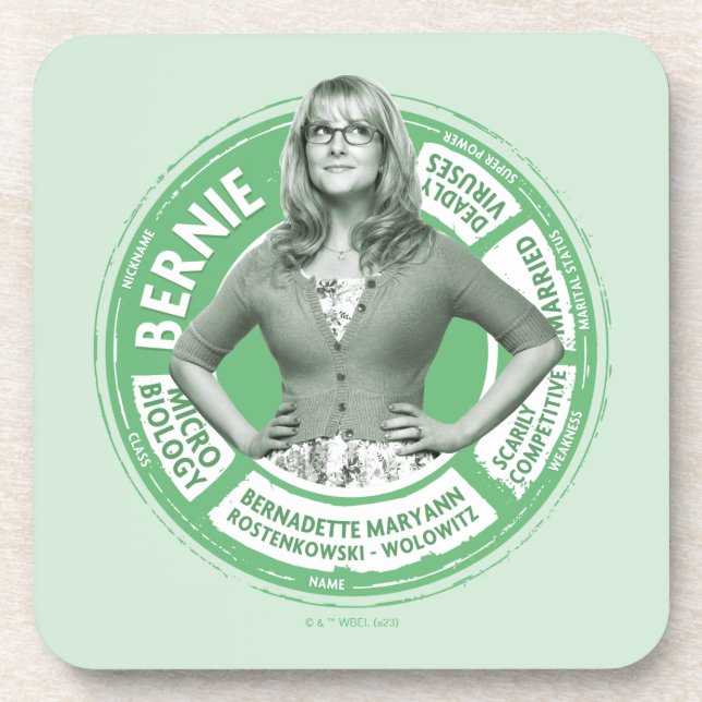 Bernadette Info Graphic Beverage Coaster (Front)