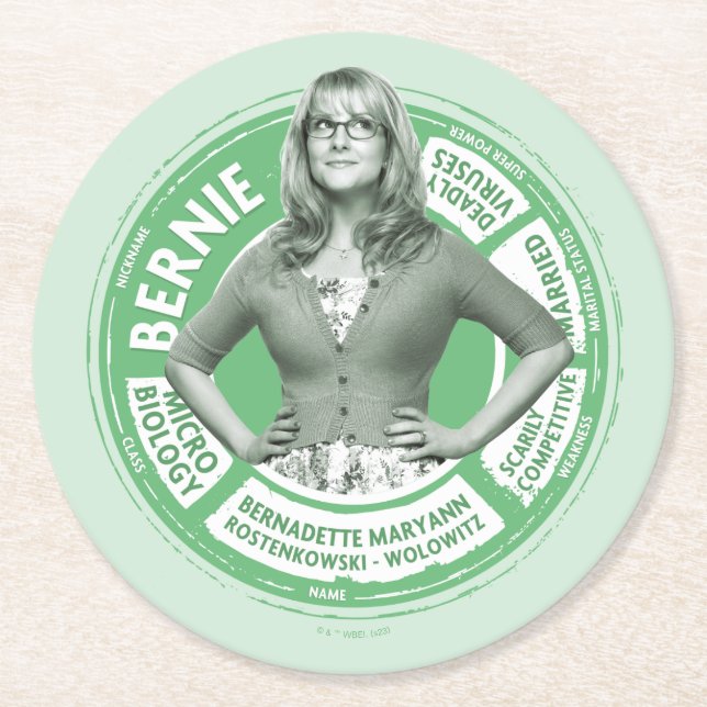 Bernadette Info Graphic Round Paper Coaster (Front)