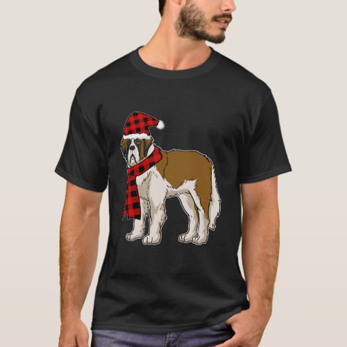 Bernard Buffalo Plaid St Bernard Dog Lover Christm T_Shirt