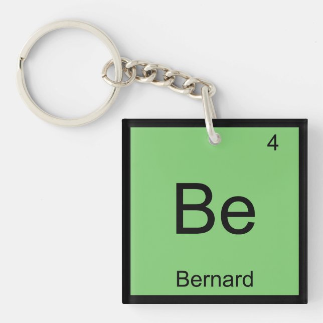 Bernard Name Chemistry Element Periodic Table Keychain (Front)