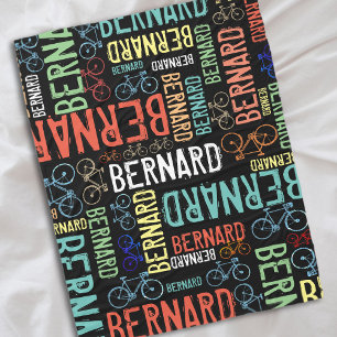 Bernard Repeating Colorful Names and Bikes Fleece Blanket