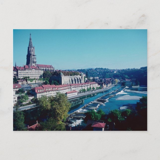 Berne, Minster and River Aare, Switzerland Postcard (Front)