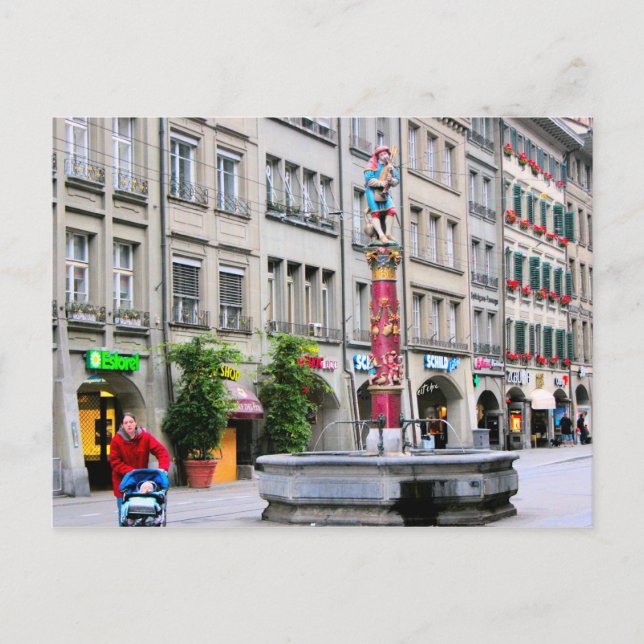 Berne old city - Medieval fountain Postcard (Front)