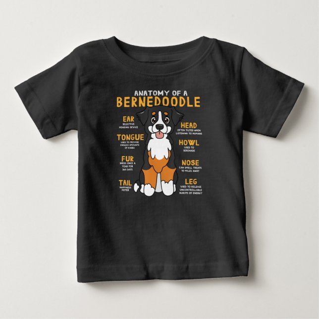 Bernedoodle Anatomy Funny Dog Mom Dad Cute Gift Baby T-Shirt (Front)