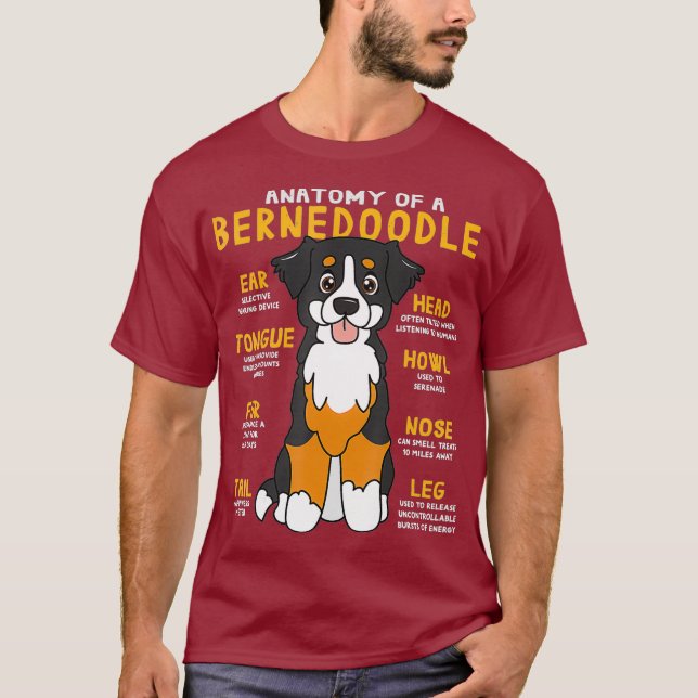 Bernedoodle Anatomy Funny Dog Mom Dad Cute Gift T-Shirt (Front)