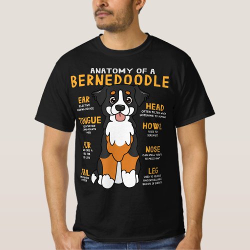 Bernedoodle Anatomy Funny Dog Mom Dad Cute Gift T_Shirt
