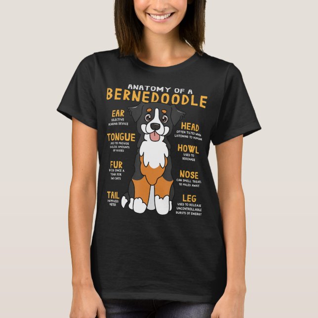 Bernedoodle Anatomy Funny Dog Mom Dad Cute Gift T- T-Shirt (Front)