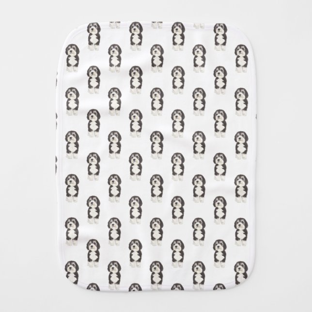 Bernedoodle Baby Burp Cloth (Front)