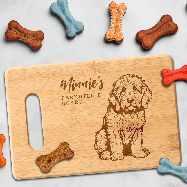 Bernedoodle Barkuterie Dog Treat Wood Engraved Cutting Board (Bernedoodle Dog Cutting Board Barkuterie Personalized with Dog's Name, Gift for Dog Mom, Dad, Owner)