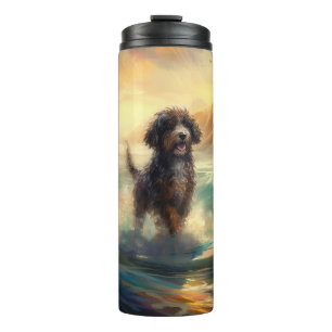 Bernedoodle Beach Surfing Painting Thermal Tumbler