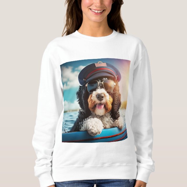 Bernedoodle Boating Dog Dog Mom Dog Dad gift Sweatshirt (Front)