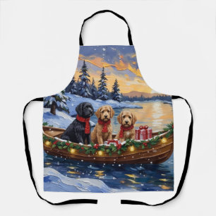 Bernedoodle Christmas Boat Holiday Apron